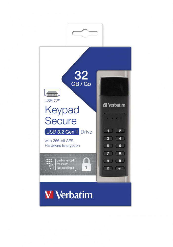 Unidad Keypad Secure USB-C de 32GB* Verbatim