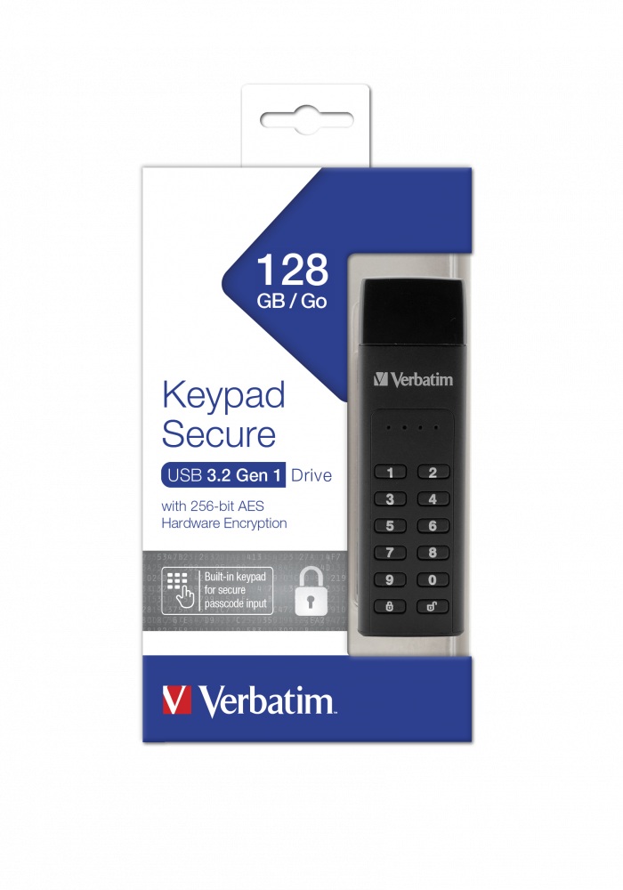 Dysk Verbatim 128GB z interfejsem Keypad Secure ze z³±czem USB 3.2 Gen 1