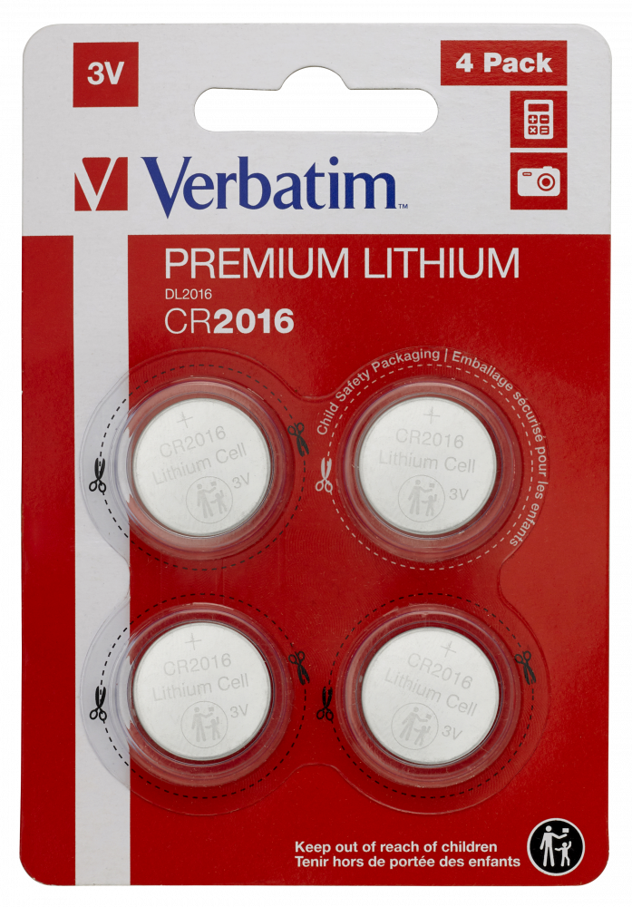 Pile au lithium 3V CR2016 (pack de 4)