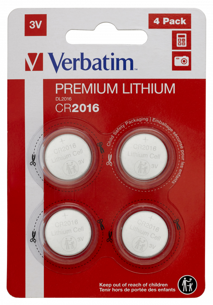 Pile au lithium 3V CR2016 (pack de 4), Piles bouton au lithium