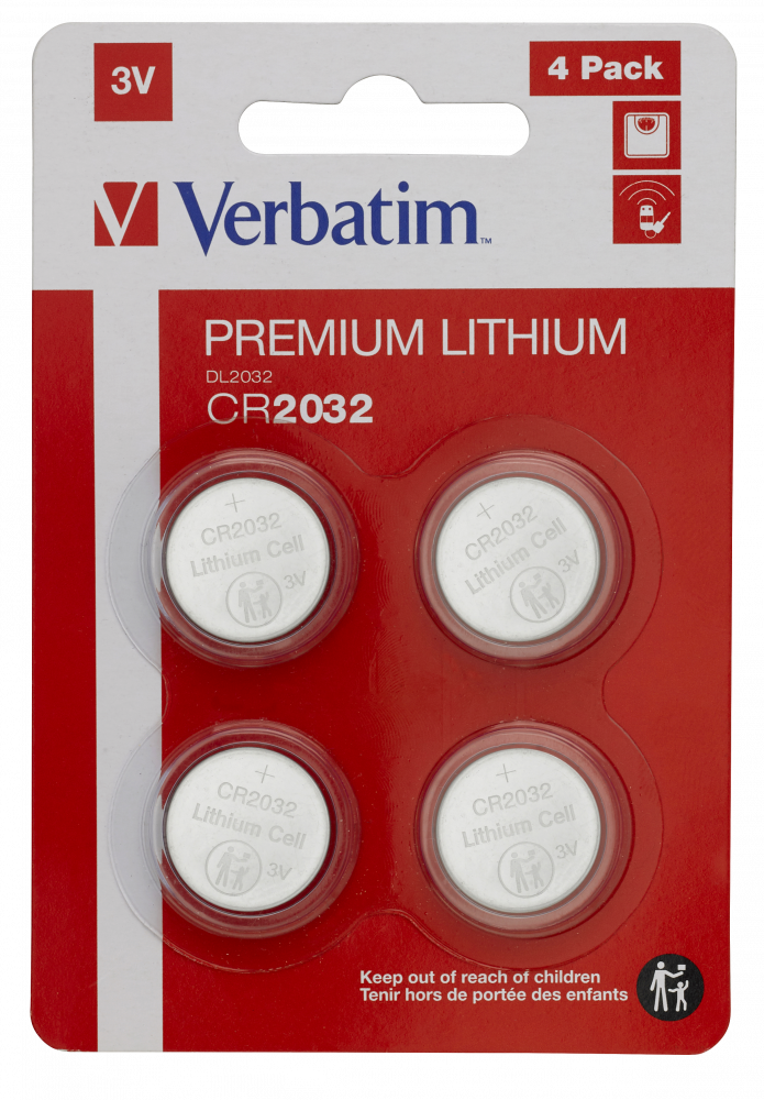 Pile au lithium CR2032 3V (pack de 4), Piles bouton au lithium