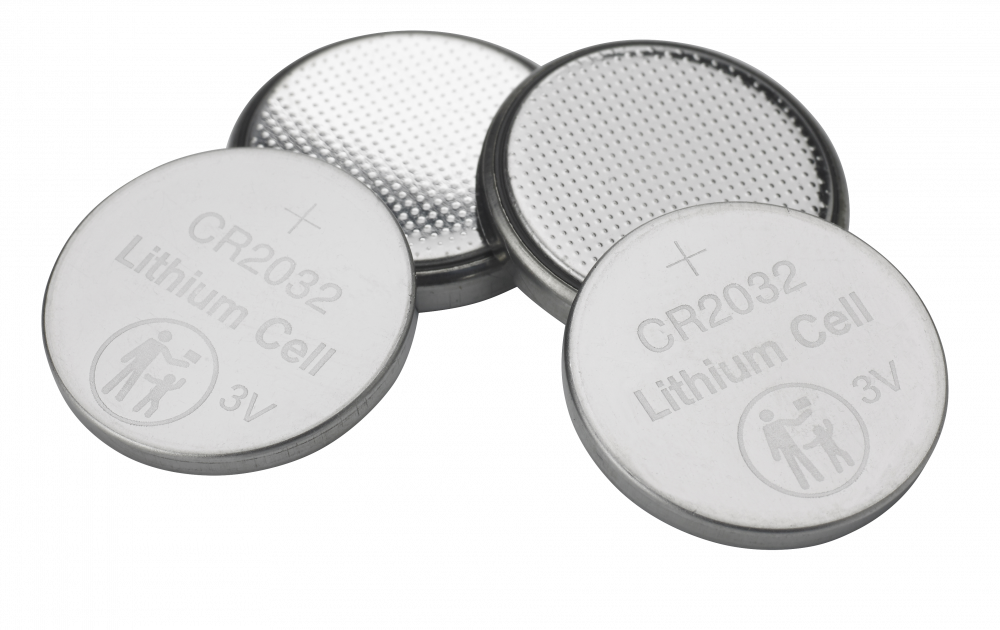 Pilas planas de litio CR2450 3 V (paquete de 4), Pilas planas de litio