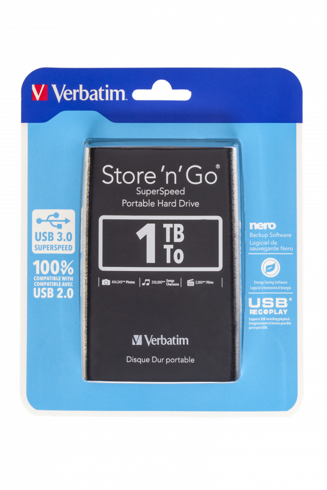 VERBATIM Disque dur externe Reconditionné 320 GO USB 3.2 - Noir pas cher 