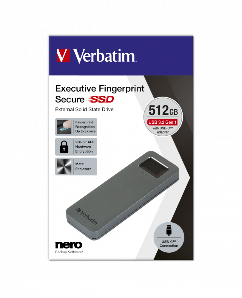 Executive Fingerprint Secure-SSD USB 3.2 Gen 1 / USB-C 512GB