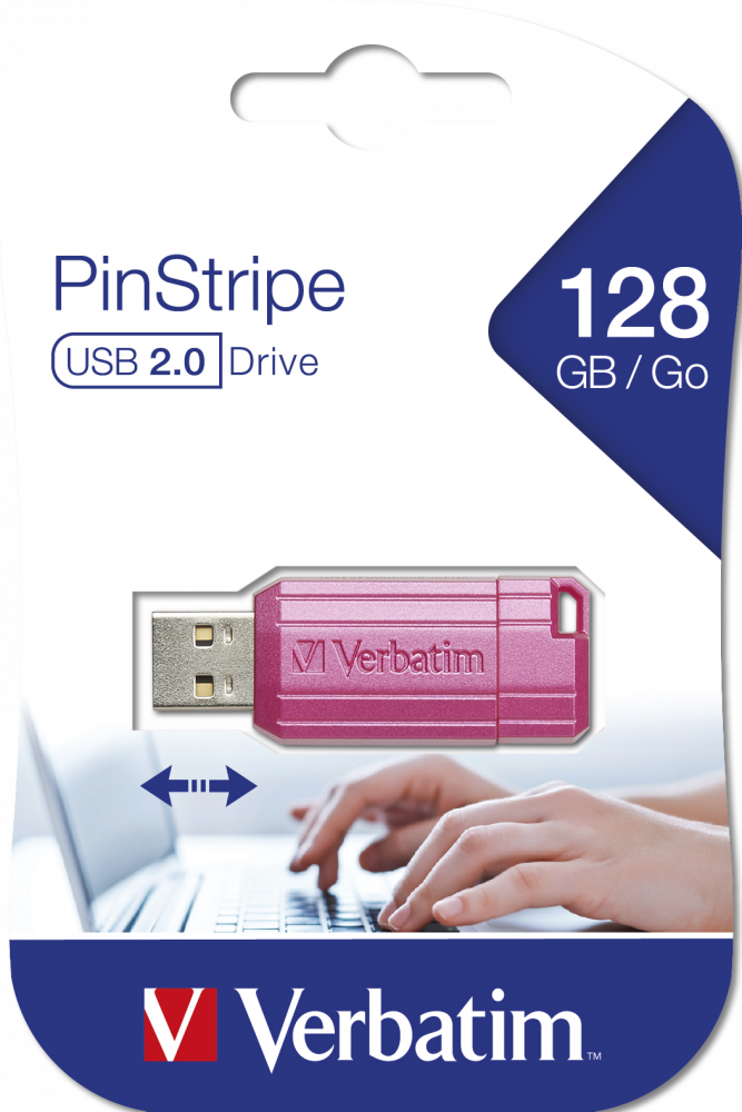 PinStripe USB Sürücü 128GB - Sıcak Pembe