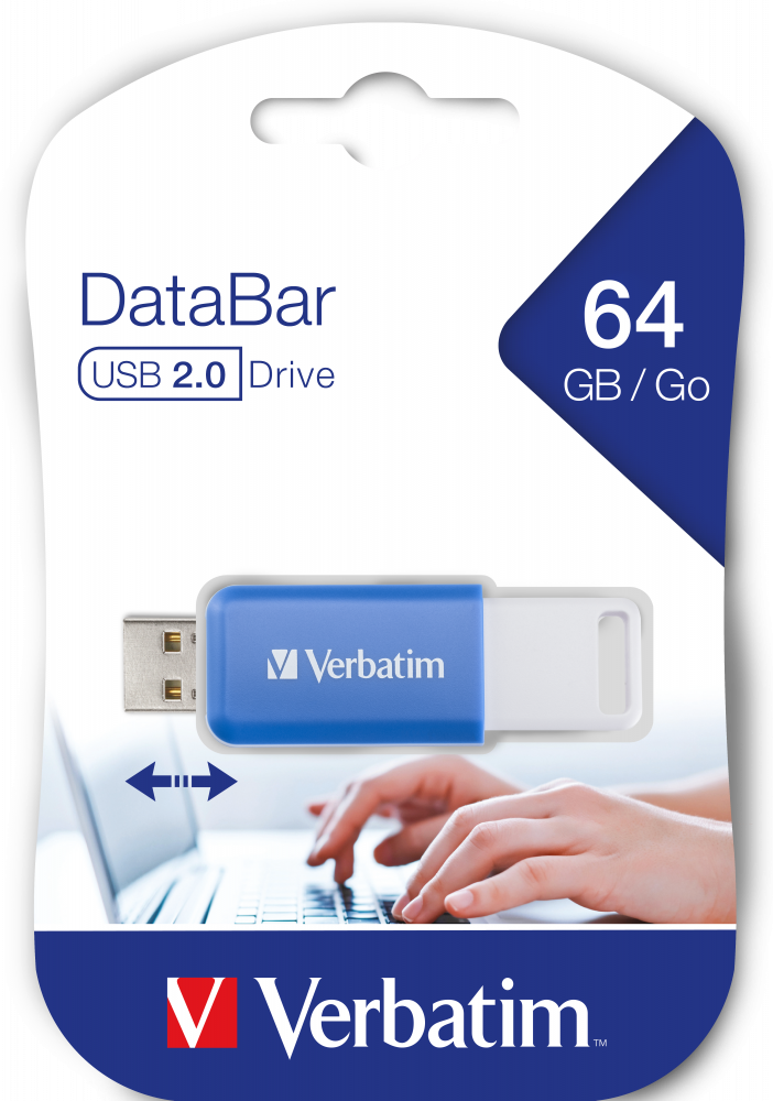 Clé USB DataBar de 64 Go*, Bleu