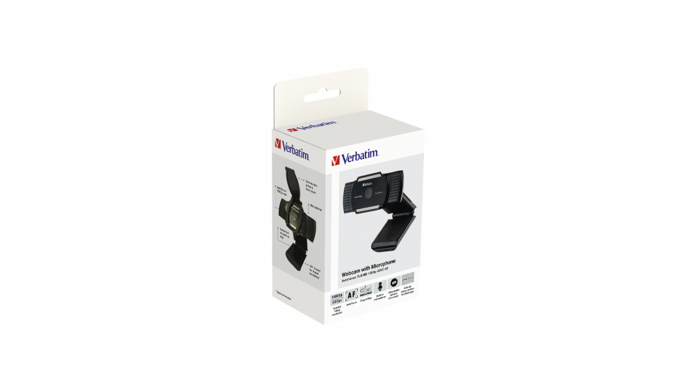 Webcam Verbatim AWC-01 Full HD 1080 p con enfoque automático y micrófono