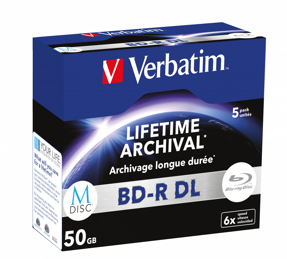 Verbatim MDISC BD-R DL 5 шт., в стандартной коробке