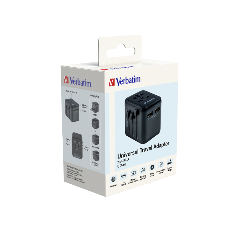 UTA-01 universell reseadapter med 2 st. USB A-portar