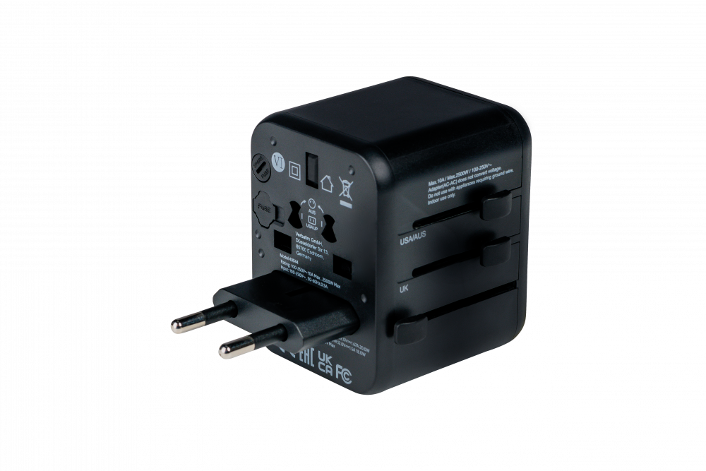 UTA-02 Universele reisadapter met 1 x USB-C PD 20 W / 1 x USB-A QC 3.0