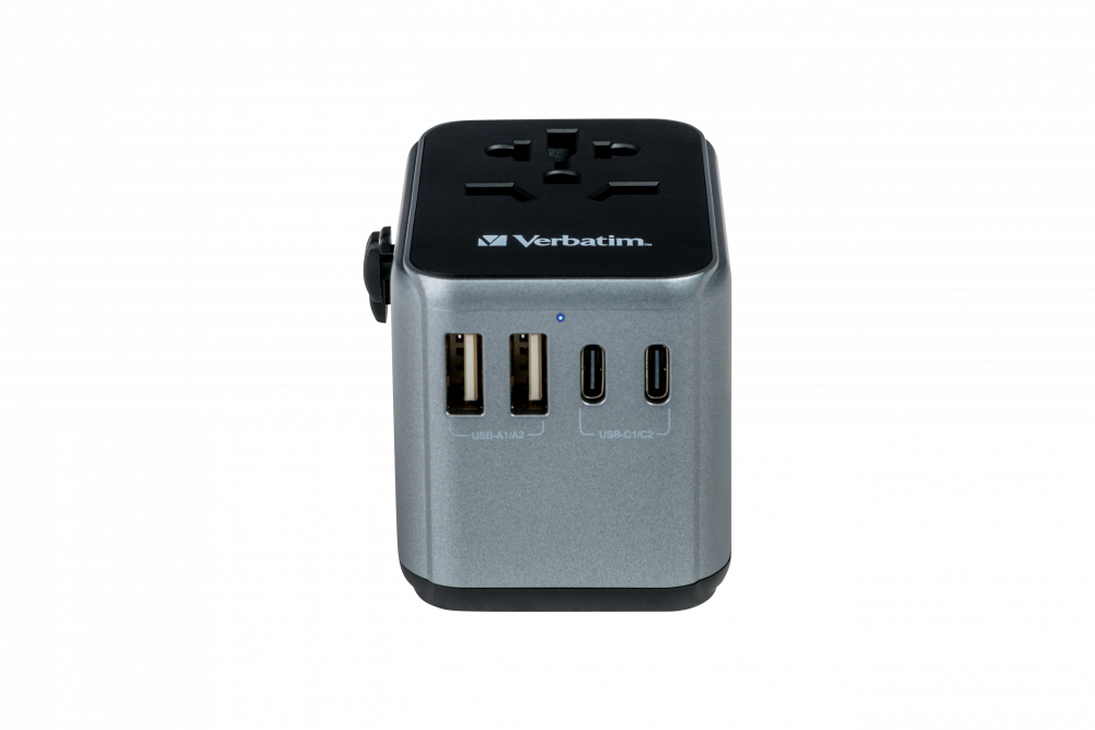 Den universelle rejseadapter UTA-03 med 1 x USB-C-strømlevering 30 W og hurtigopladning 3.0/2 x USB-C/2 x USB-A