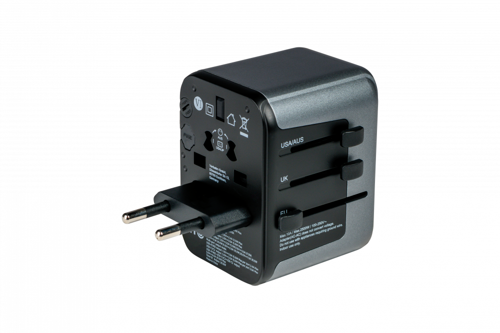 UTA-03 Universal-Reiseadapter mit 1 USB-C-Anschluss PD 30 W und QC 3.0 / 2 USB-C- / 2 USB-A-Anschlssen