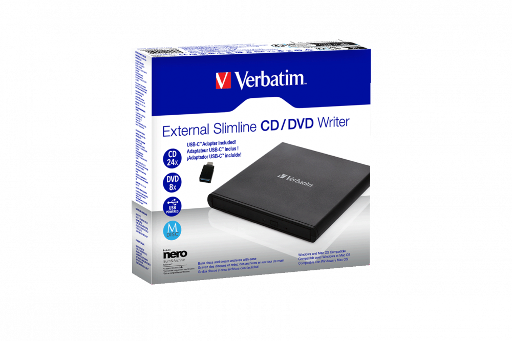 Graveur CD/DVD externe ultramince de Verbatim, Graveur Blu-ray externe  ultramince