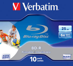 BD‑R SL 25GB 6x Printable 10 Pack Jewel Case