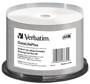 DVD‑R 16x Wide Printable Waterproof No ID Brand