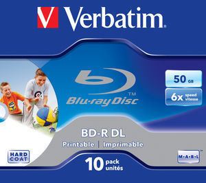 BD‑R DL 50GB 6x Wide Printable 10 Pack Jewel Case ‑ No ID Brand