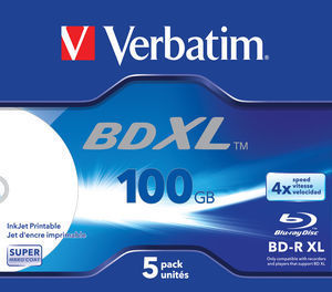 BD‑R XL 100GB 4x Wide Inkjet Printable