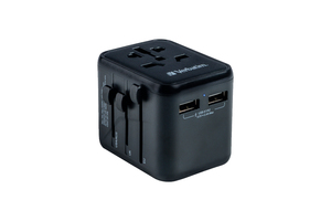 UTA‑01 universel rejseadapter med 2 x USB‑A‑porte
