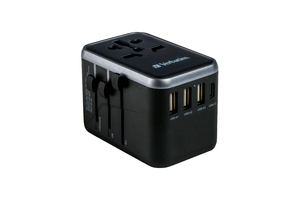 UTA‑04 Adaptateur universel de voyage avec 1 port USB‑C PD 61 W et QC 3.0 / 1 port USB‑C / 3 ports USB‑A